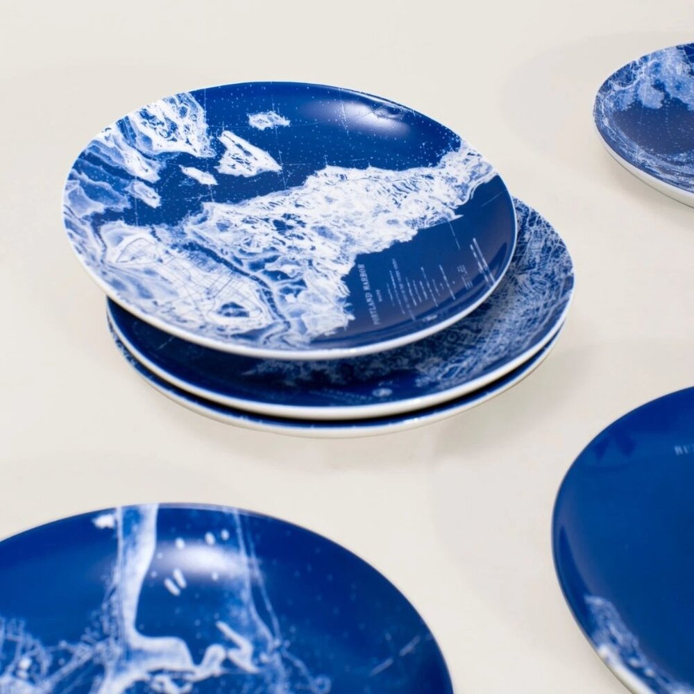 Caskata Harbor Collection Set of 6 Blue & White Harbor Scene Dessert Plates - Picture 5 of 7